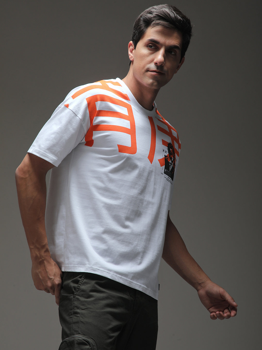 Mens Half Sleeve Drop Shoulder Printed Oversized Fit T-Shirts