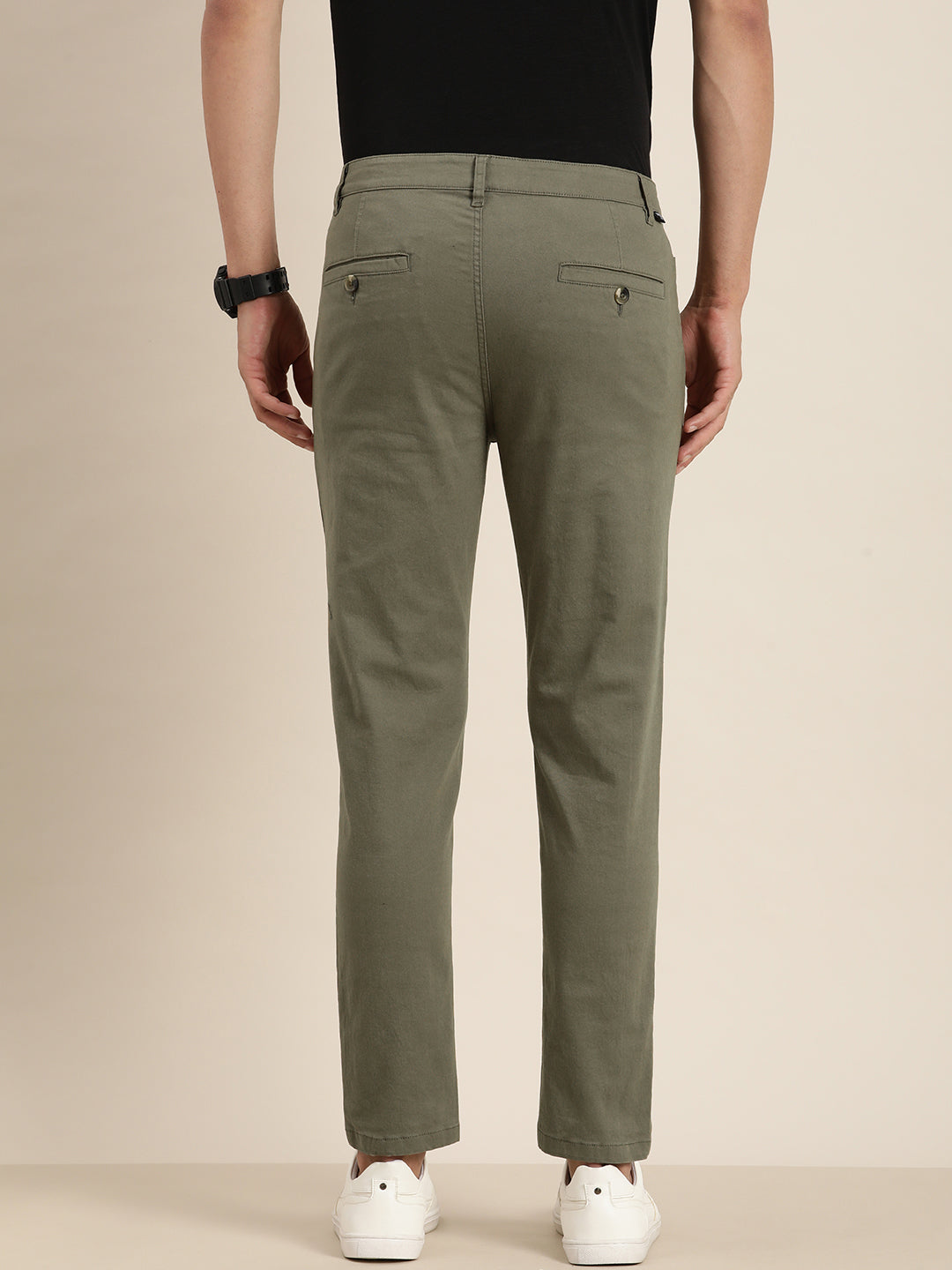 Men Solid Ankle-Length Chinos Trousers