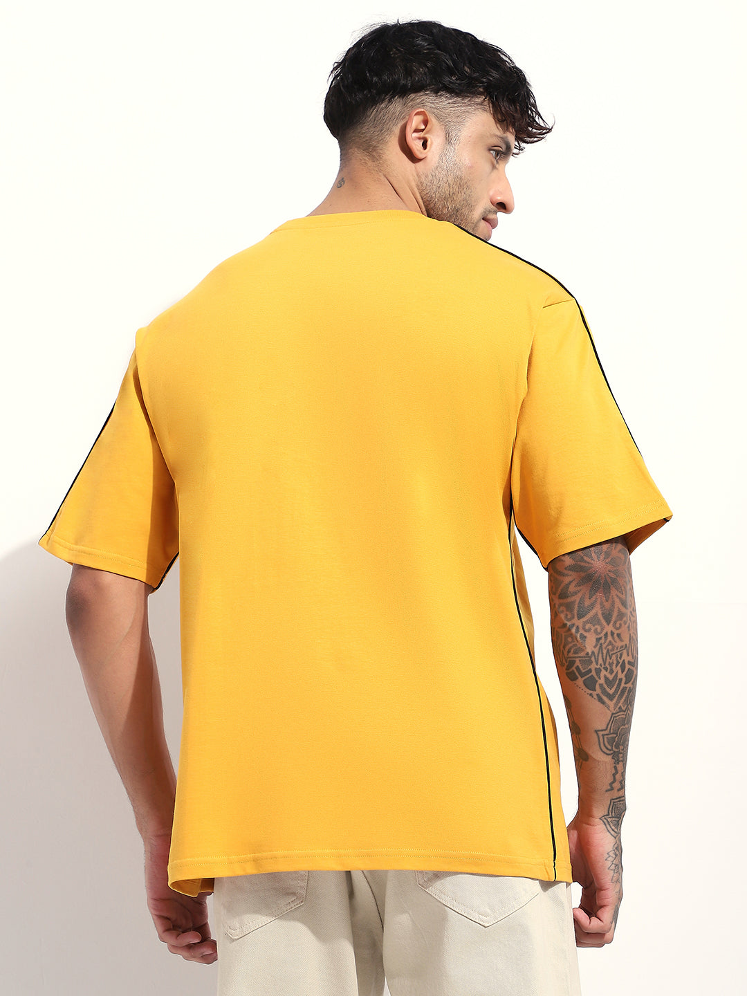 Mens Half Sleeve Round Neck Embroidered Oversized Fit Tshirts