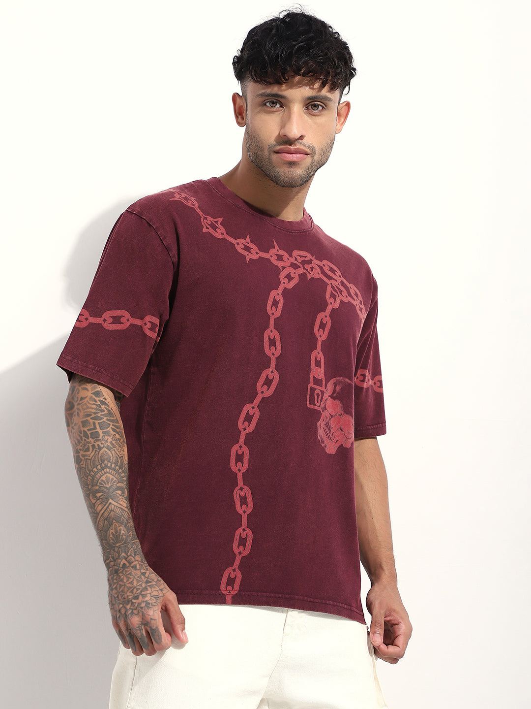 Mens Half Sleeve Round Neck Printed Oversized Fit Tshirts