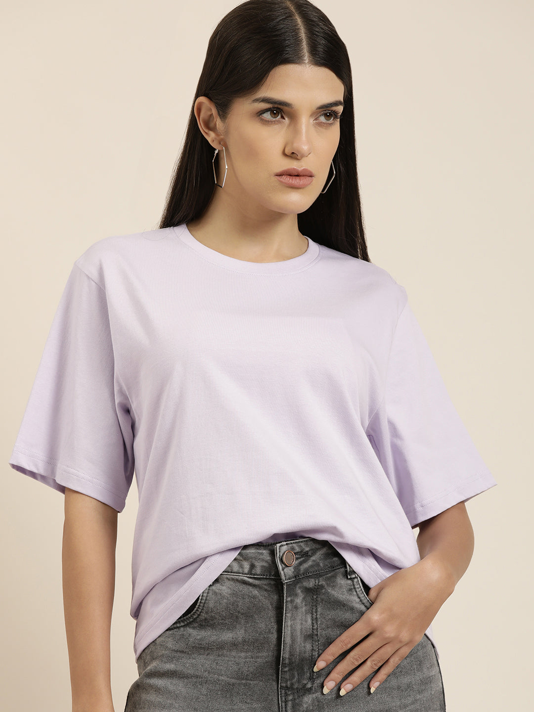 Womens Half Sleeve Round Neck Oversized Fit T-Shirts