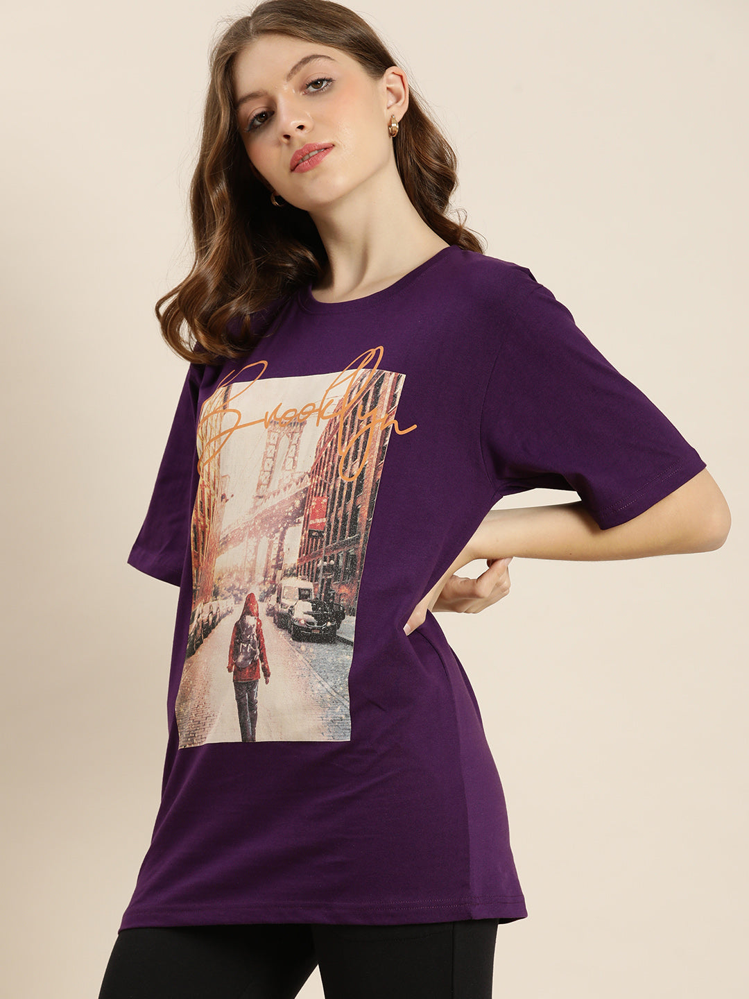 Womens Half Sleeve Round Neck Oversized Fit T-Shirts