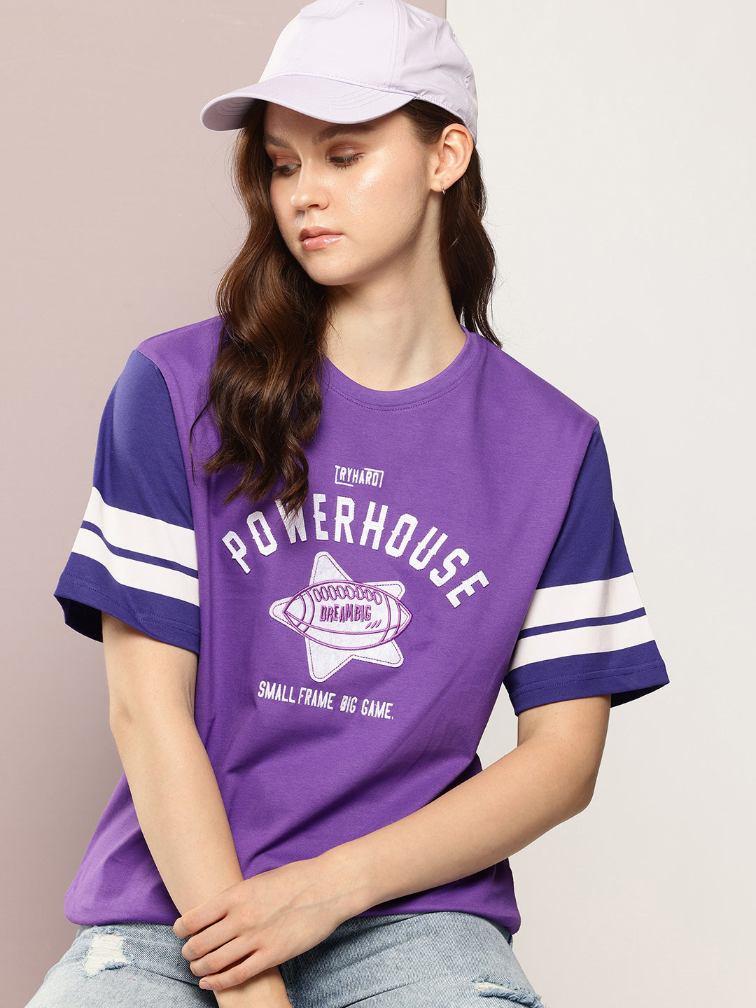 Womens Half Sleeve Round Neck Printed Oversized Fit Tshirts