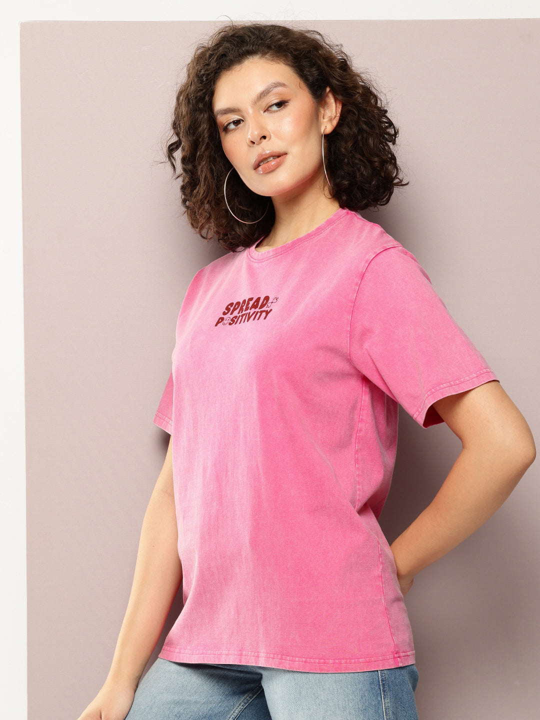 Womens Half Sleeve Round Neck Printed Oversized Fit Tshirts
