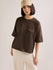 Womens Embroidery Boxy Regular Fit Cut & Sew Cotton Tshirt