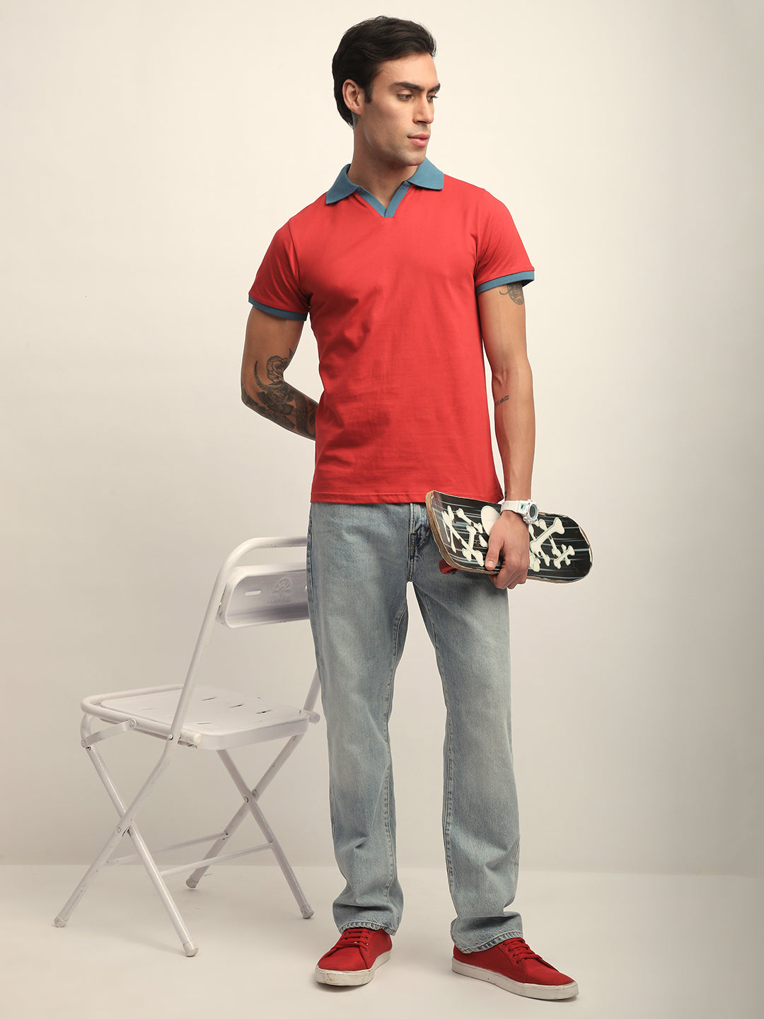 Mens Half Sleeve Polo Neck Solid Regular Fit Tshirts