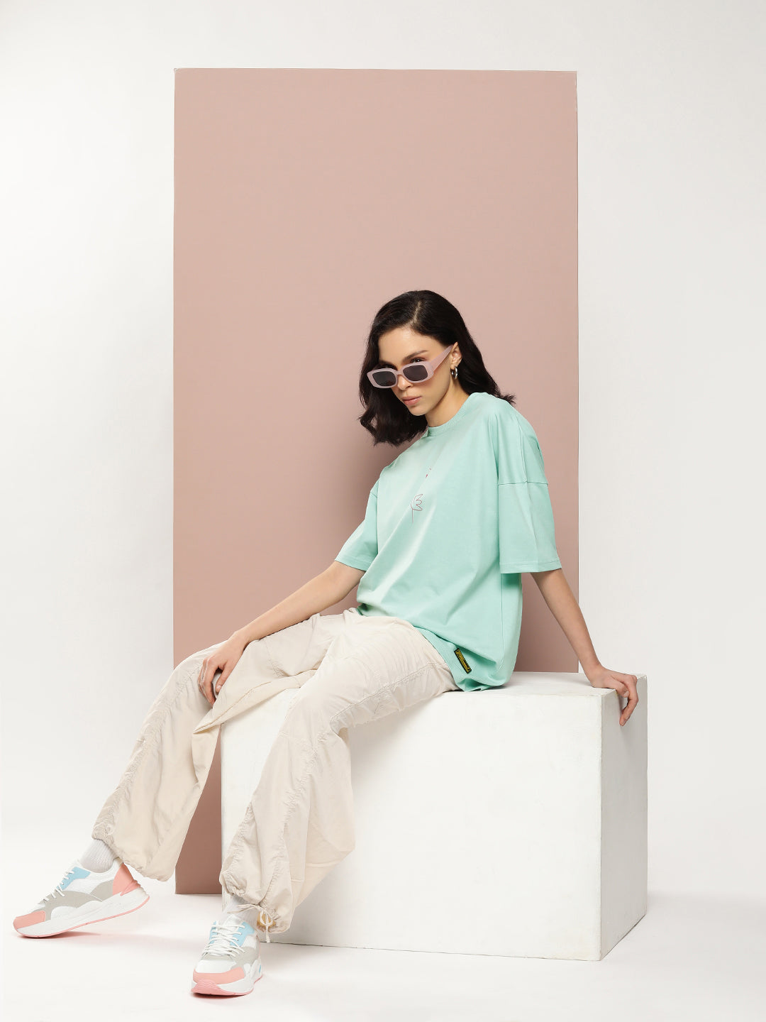 Womens Half Sleeve Drop Shoulder Printed Oversized Fit T-Shirts
