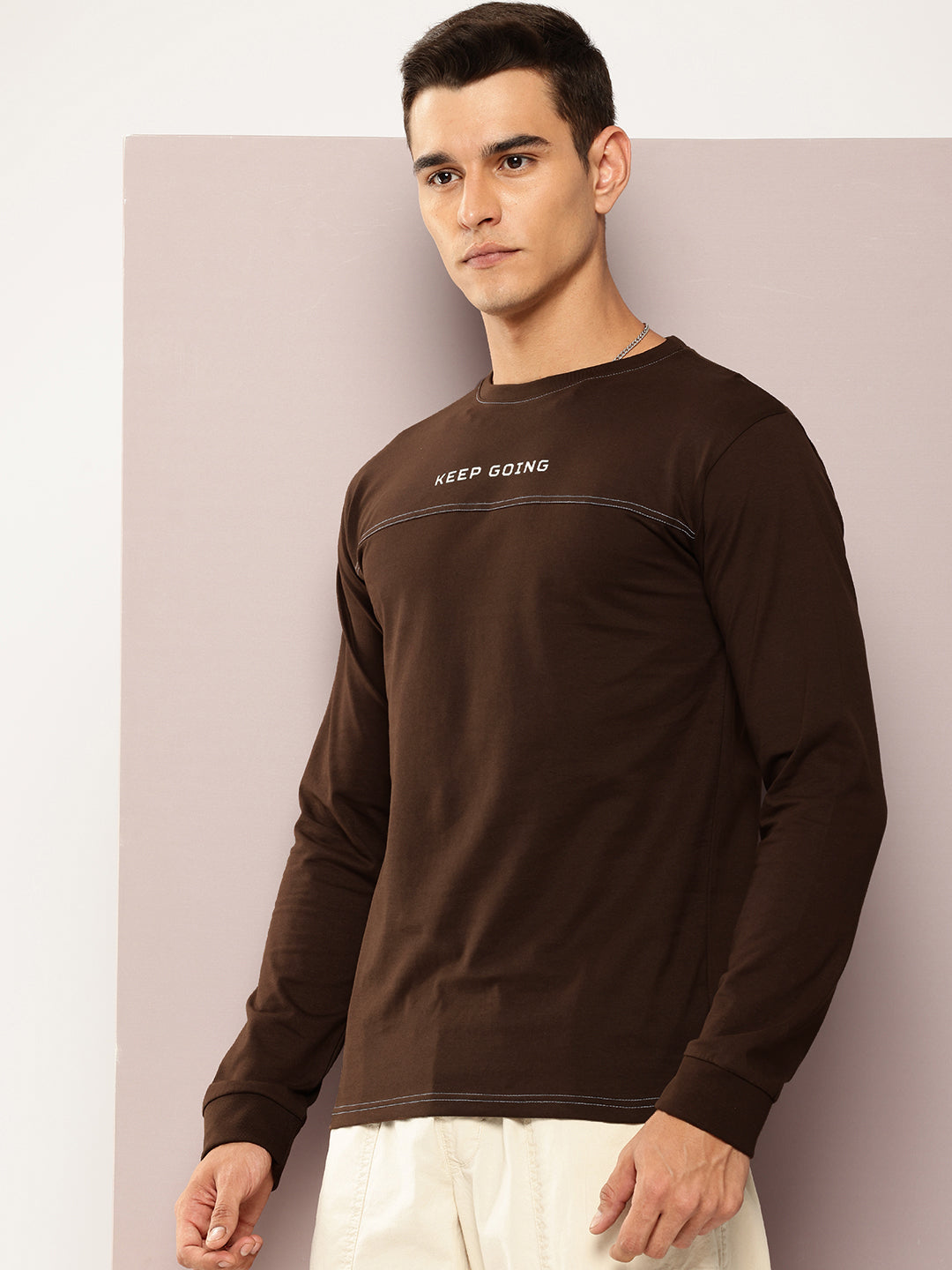 Mens Full Sleeve Round Neck Printed Regular Fit Tshirts