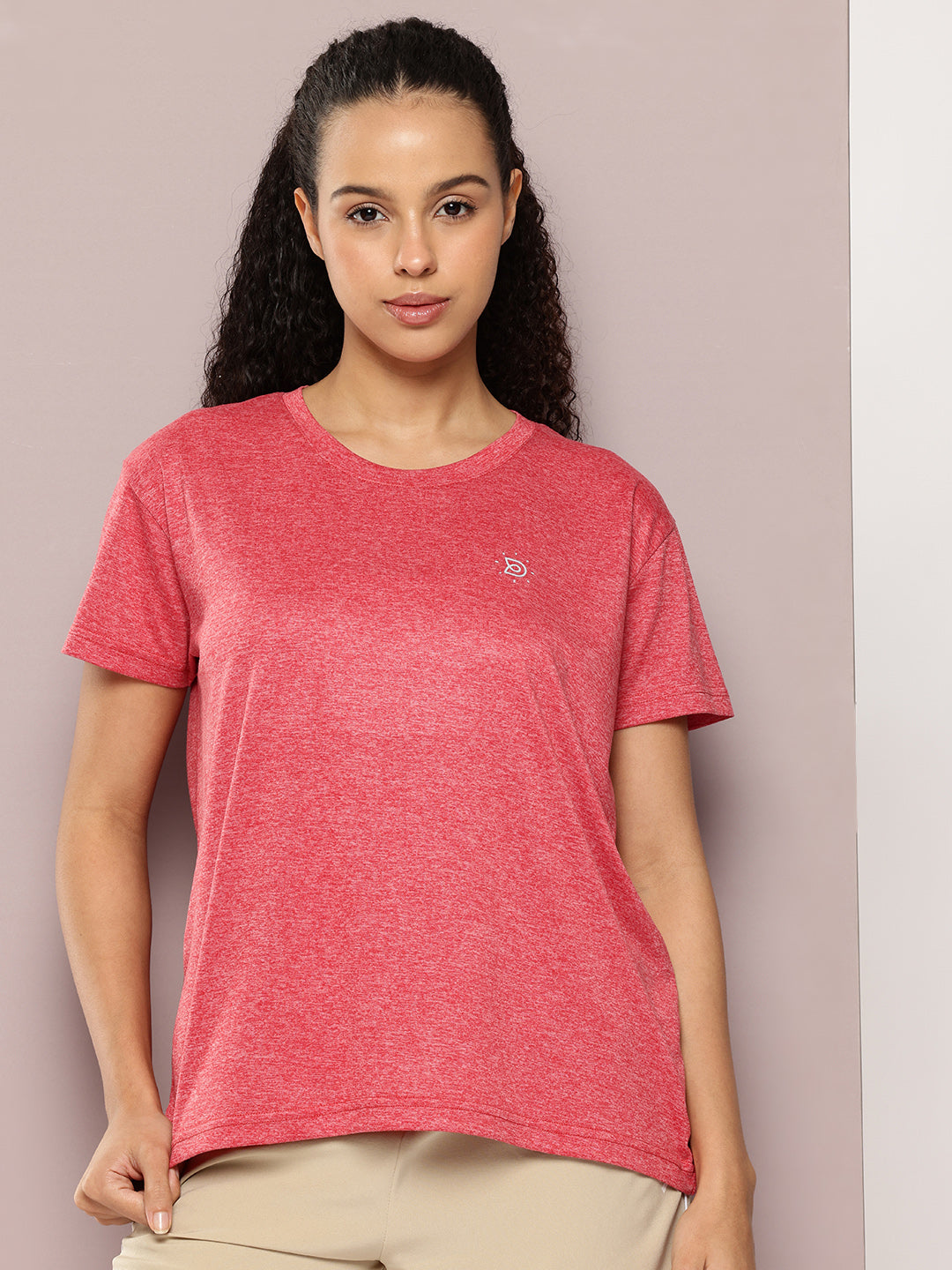 Womens Half Sleeve Round Neck Solid Boxy Fit Tshirts