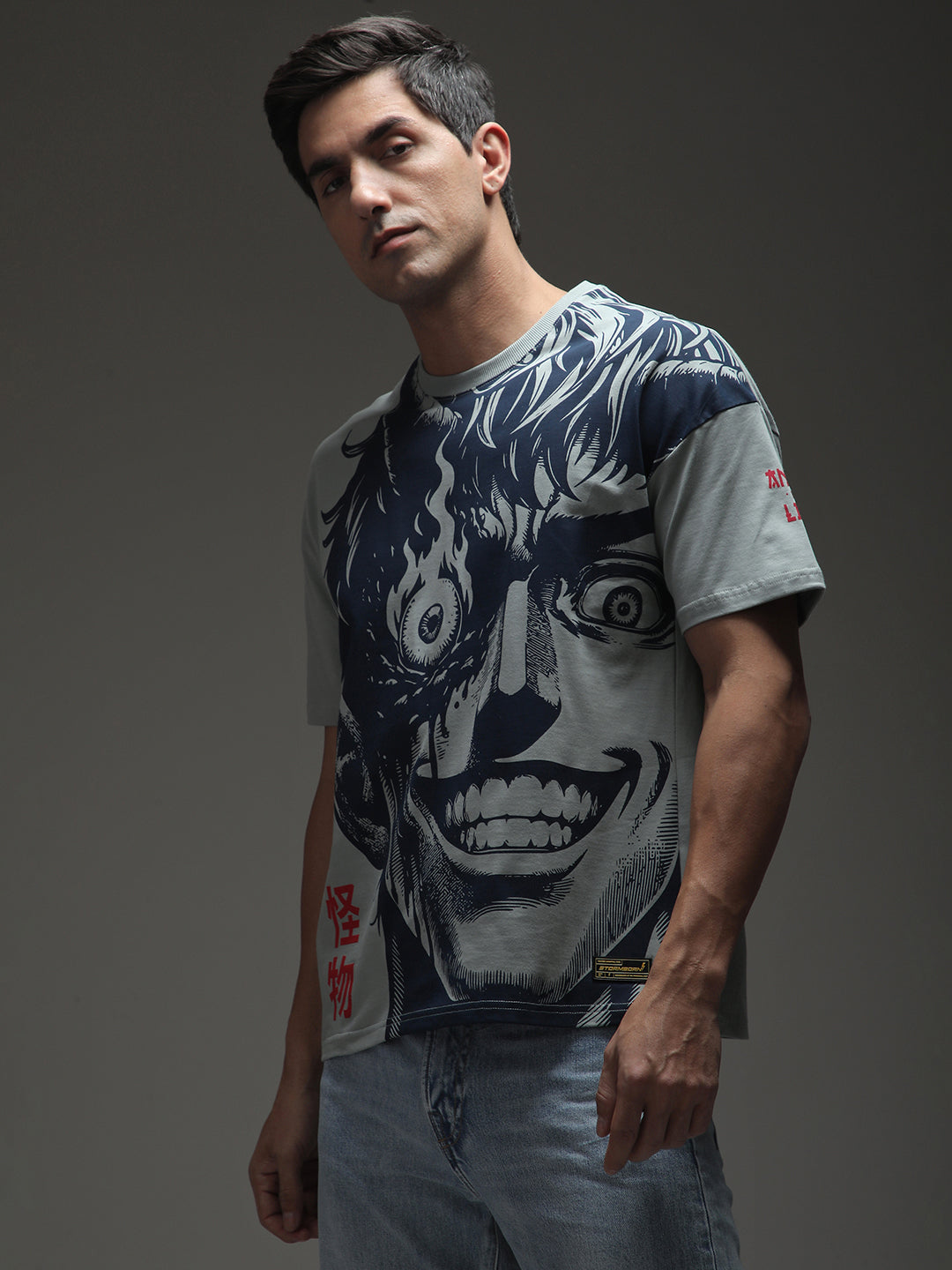 Mens Half Sleeve Drop Shoulder Printed Oversized Fit T-Shirts