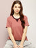 Womens Half Sleeve V-Neck Solid Boxy Fit Tshirts