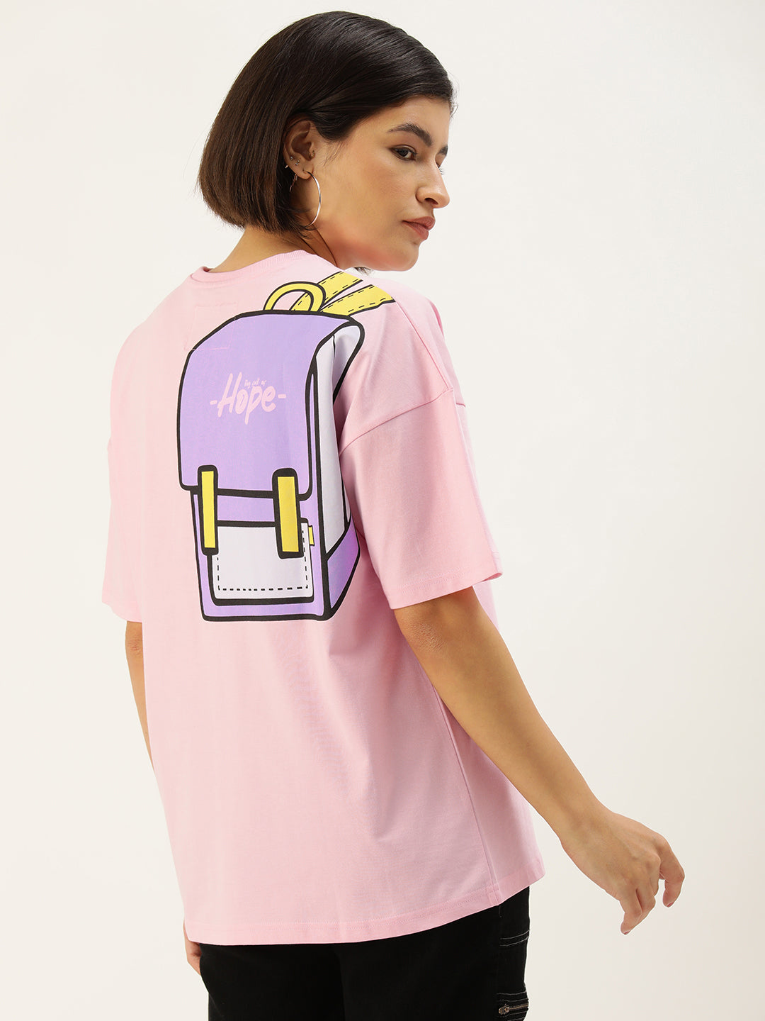 Womens Half Sleeve Drop Shoulder Printed Oversized Fit T-Shirts