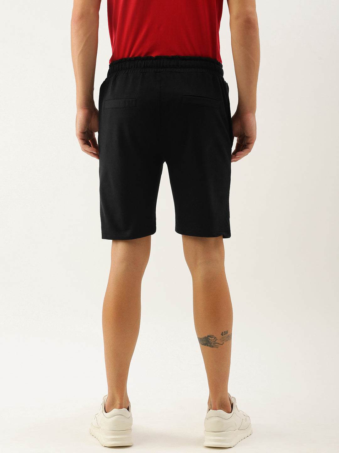 Men Black Typography Printed Mid-Rise Regular Shorts