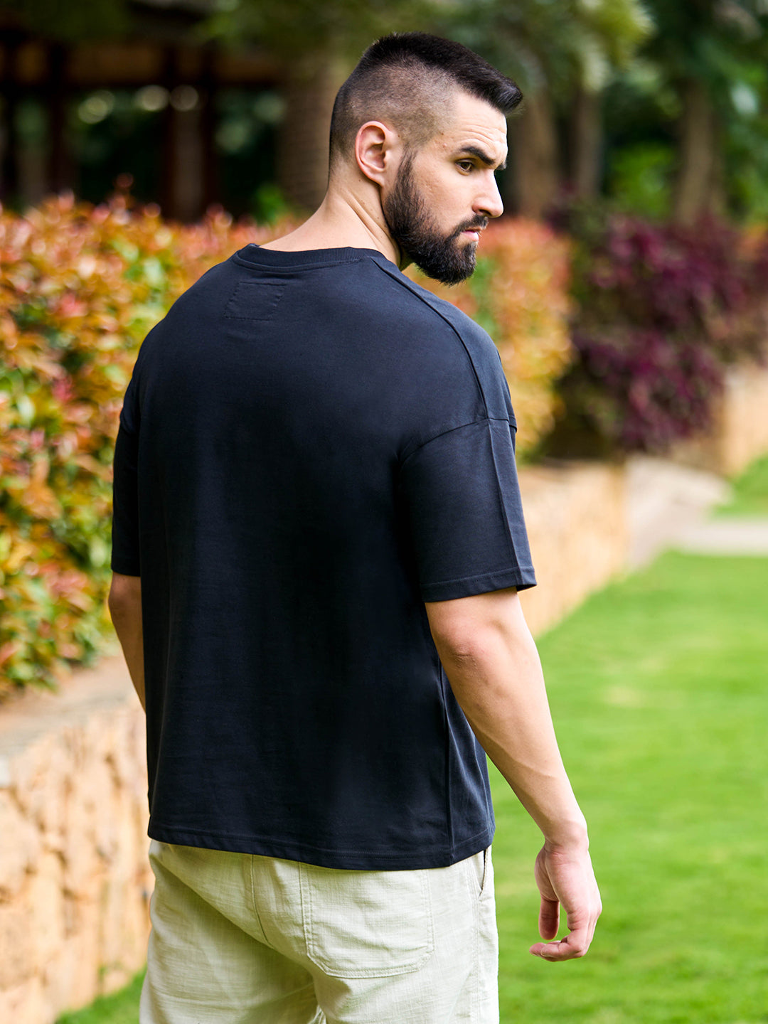 Mens Half Sleeve Drop Shoulder Printed Oversized Fit T-Shirts