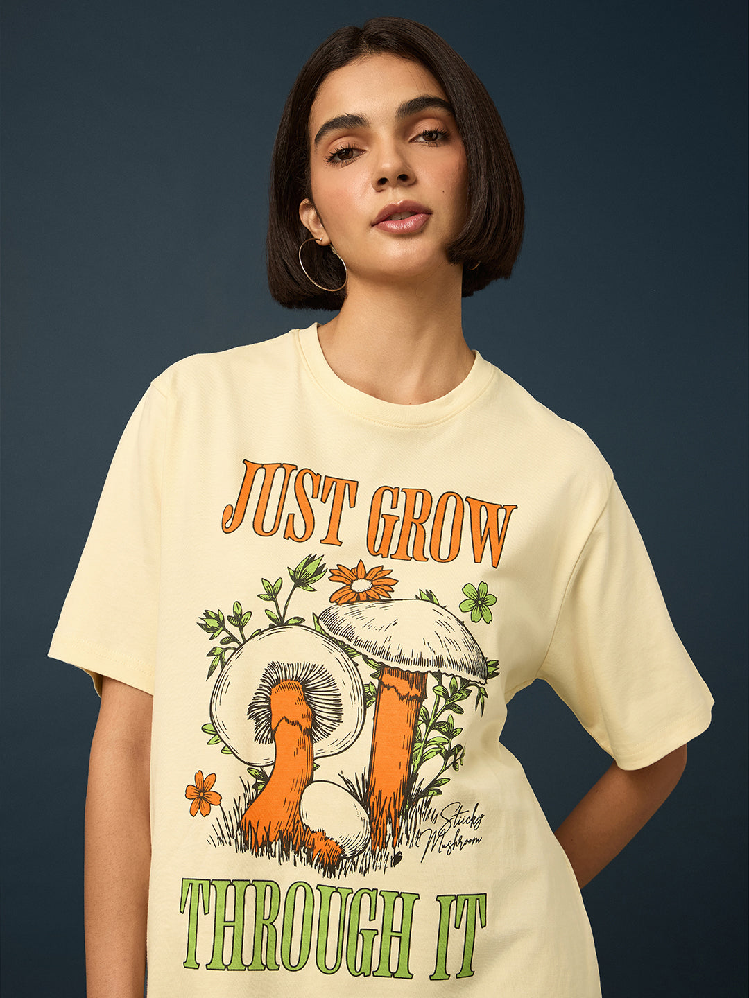 Womens Short Sleeve Printed Oversized Fit Tshirt 