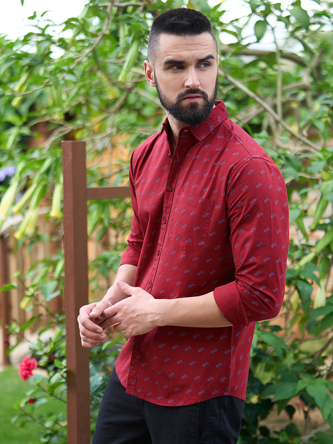 Men All Over Printed Full Sleeve Shirt With Pocket