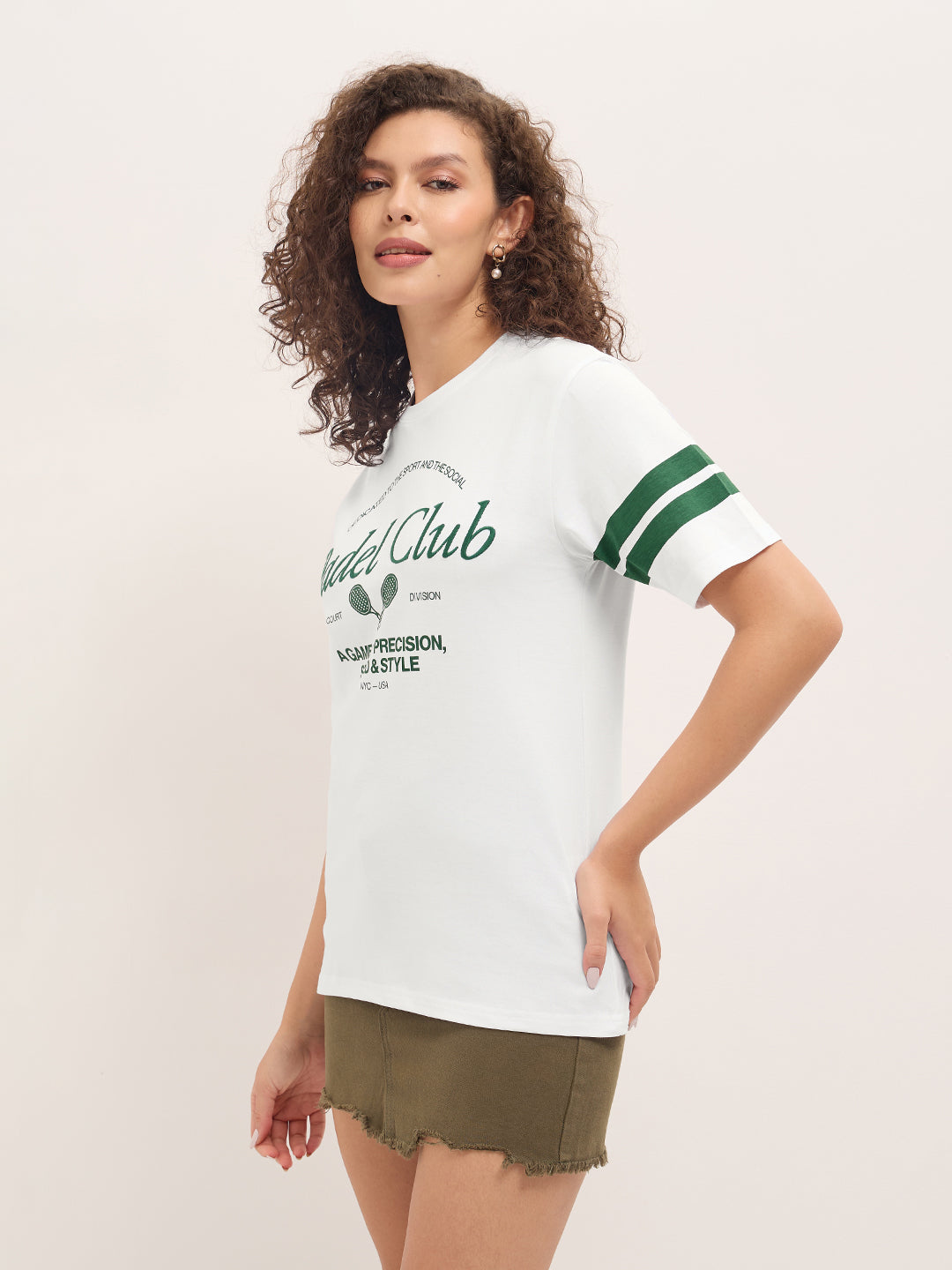 Womens Half Sleeve Round Neck Embroidered Oversized Fit Tshirts