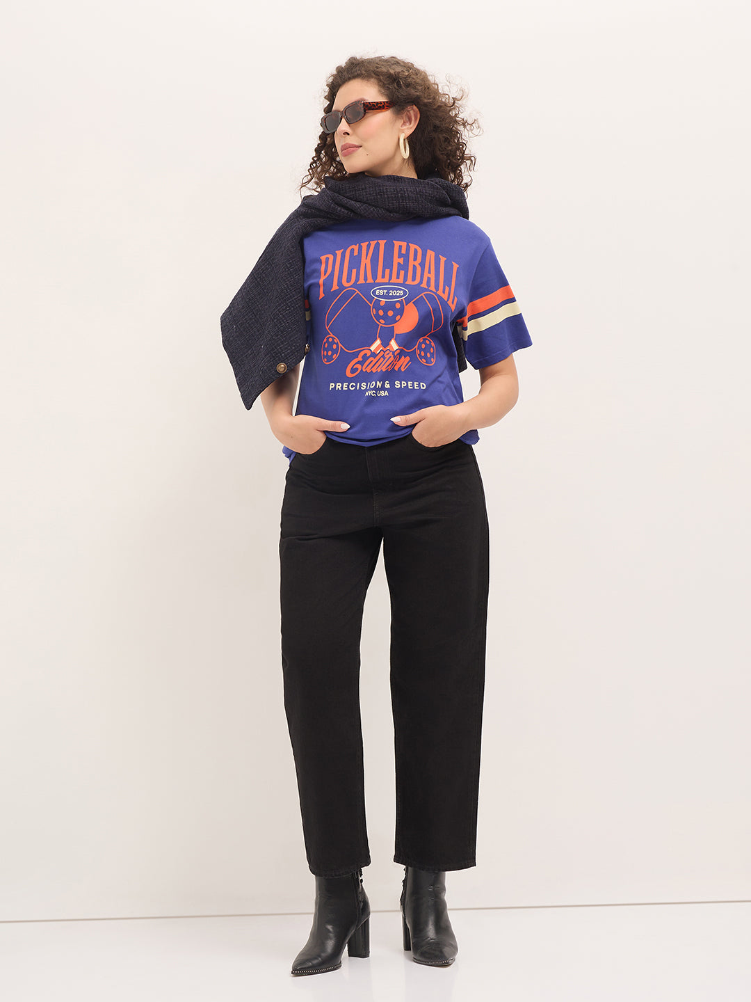Womens Half Sleeve Round Neck Printed Oversized Fit Tshirts