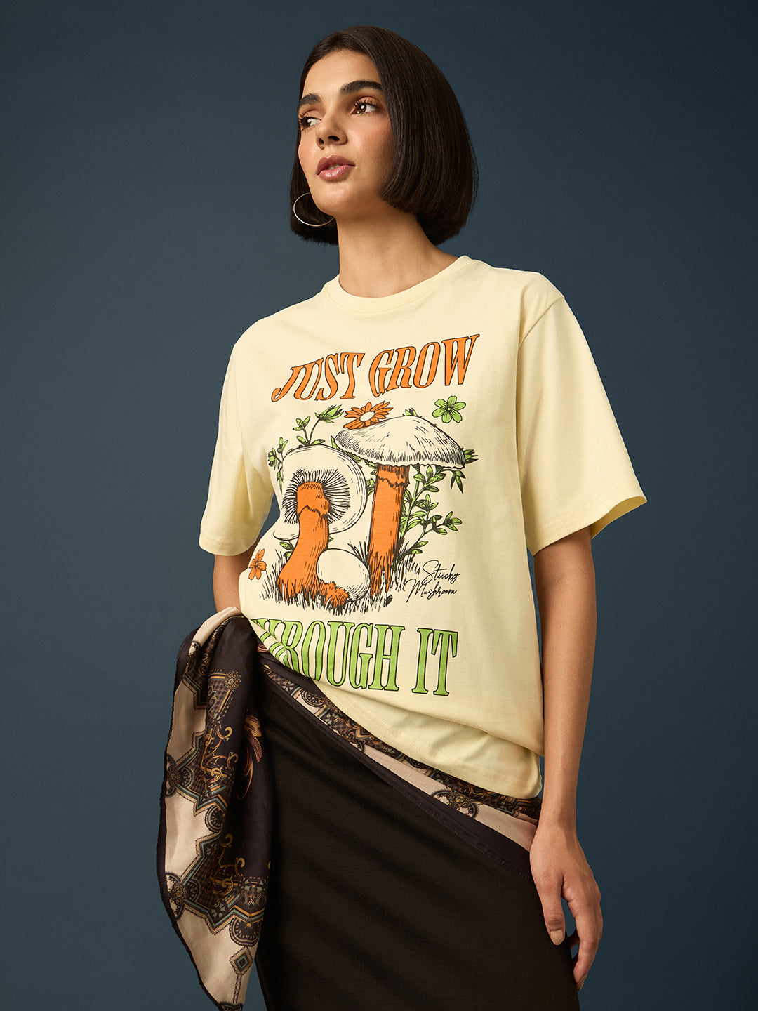 Womens Short Sleeve Printed Oversized Fit Tshirt 