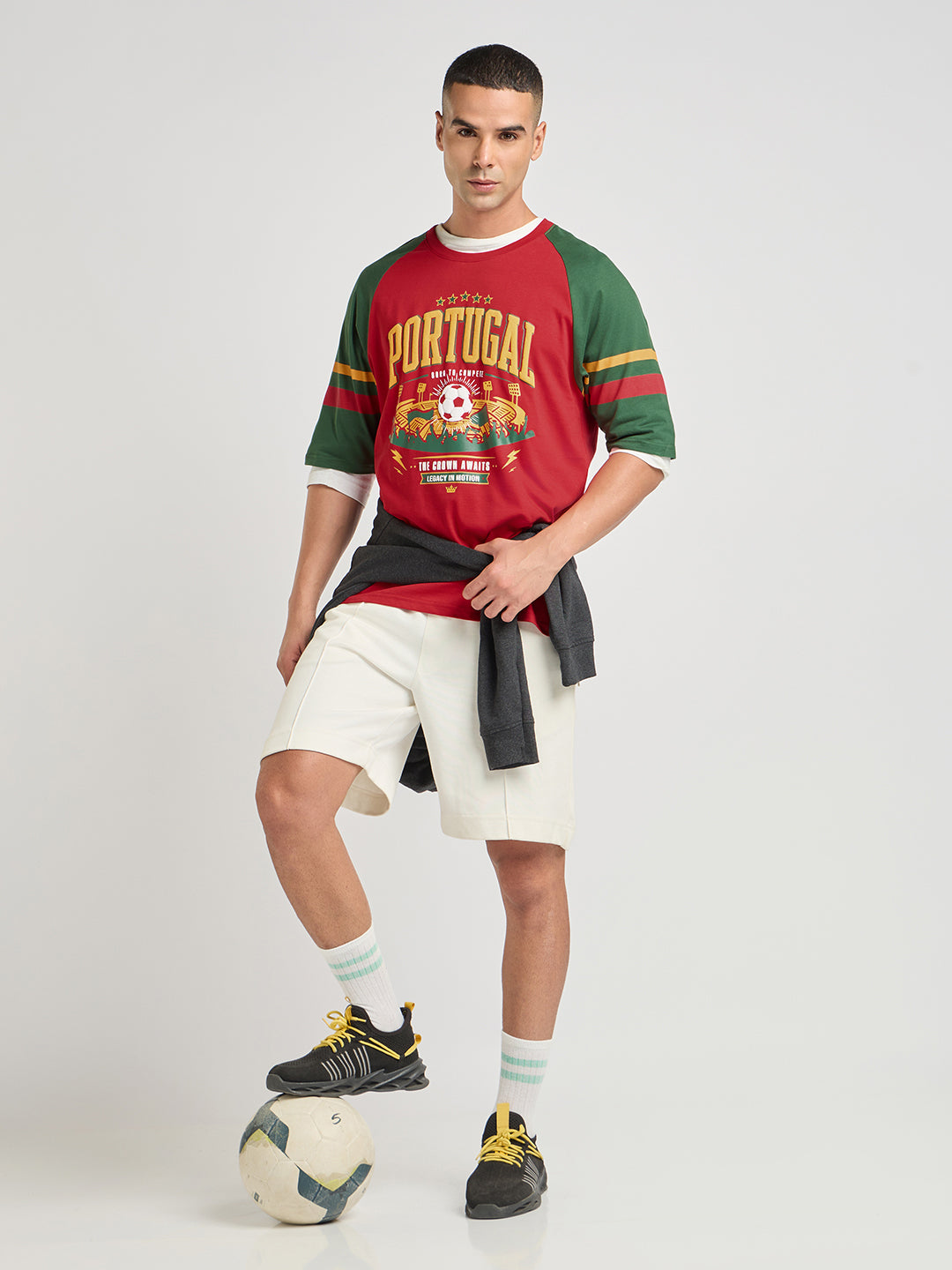 Mens Foot Ball Team Printed Oversized Raglan Sleeve Tshirt
