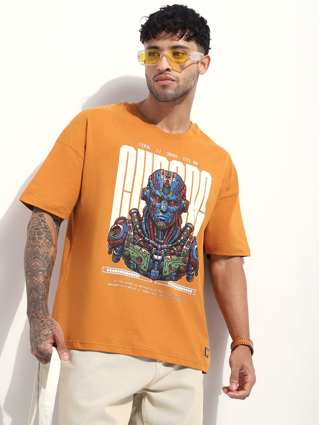 Mens Half Sleeve Drop Shoulder Printed Oversized Fit T-Shirts