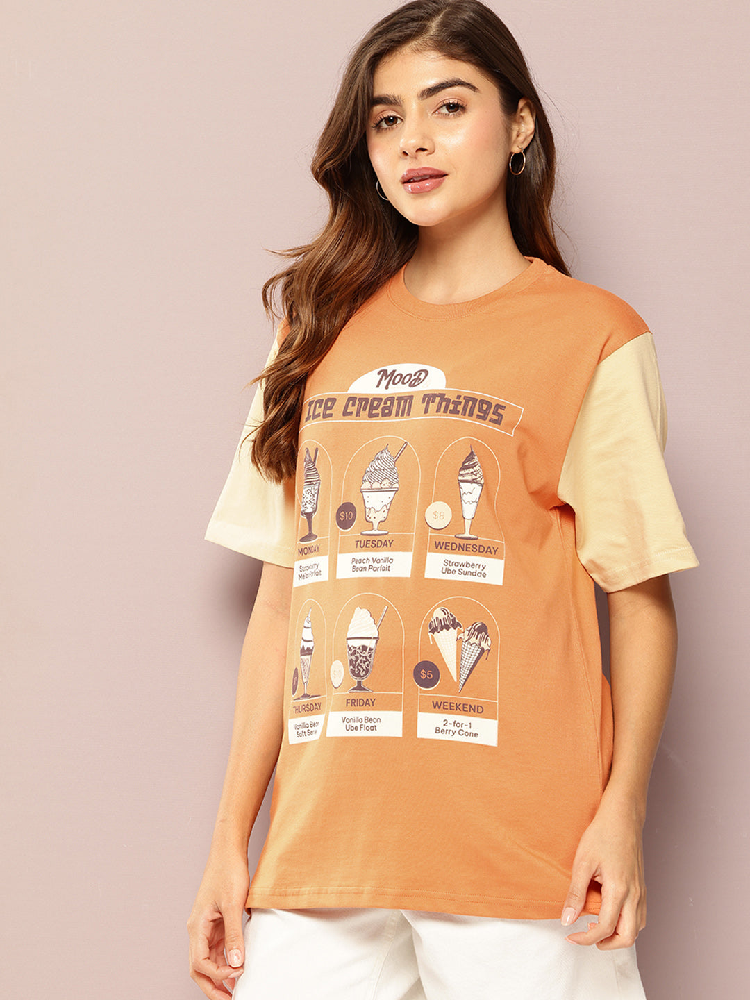 Womens Short Sleeve Printed Oversized Fit Tshirt