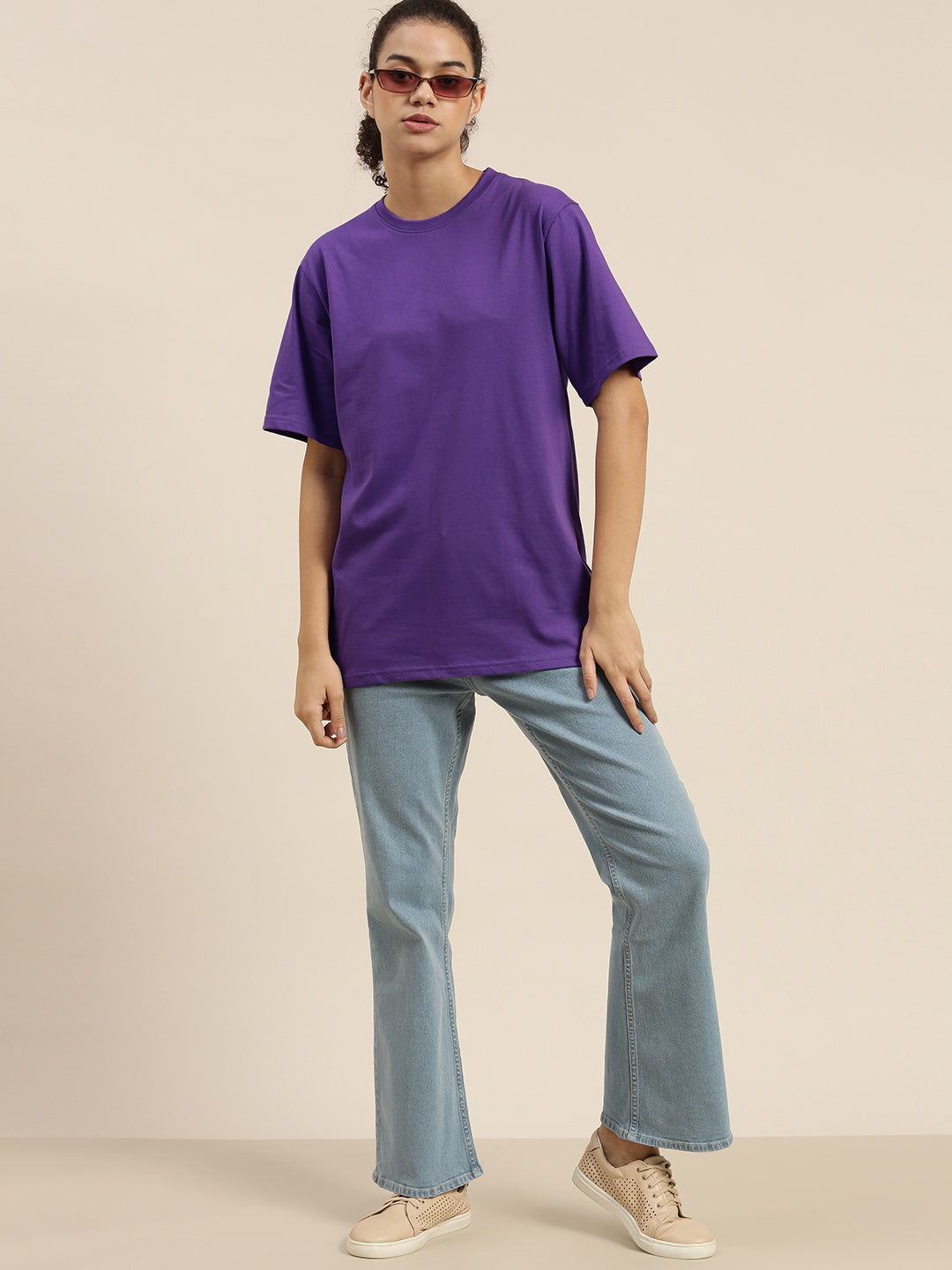 Womens Half Sleeve Round Neck Oversized Fit T-Shirts