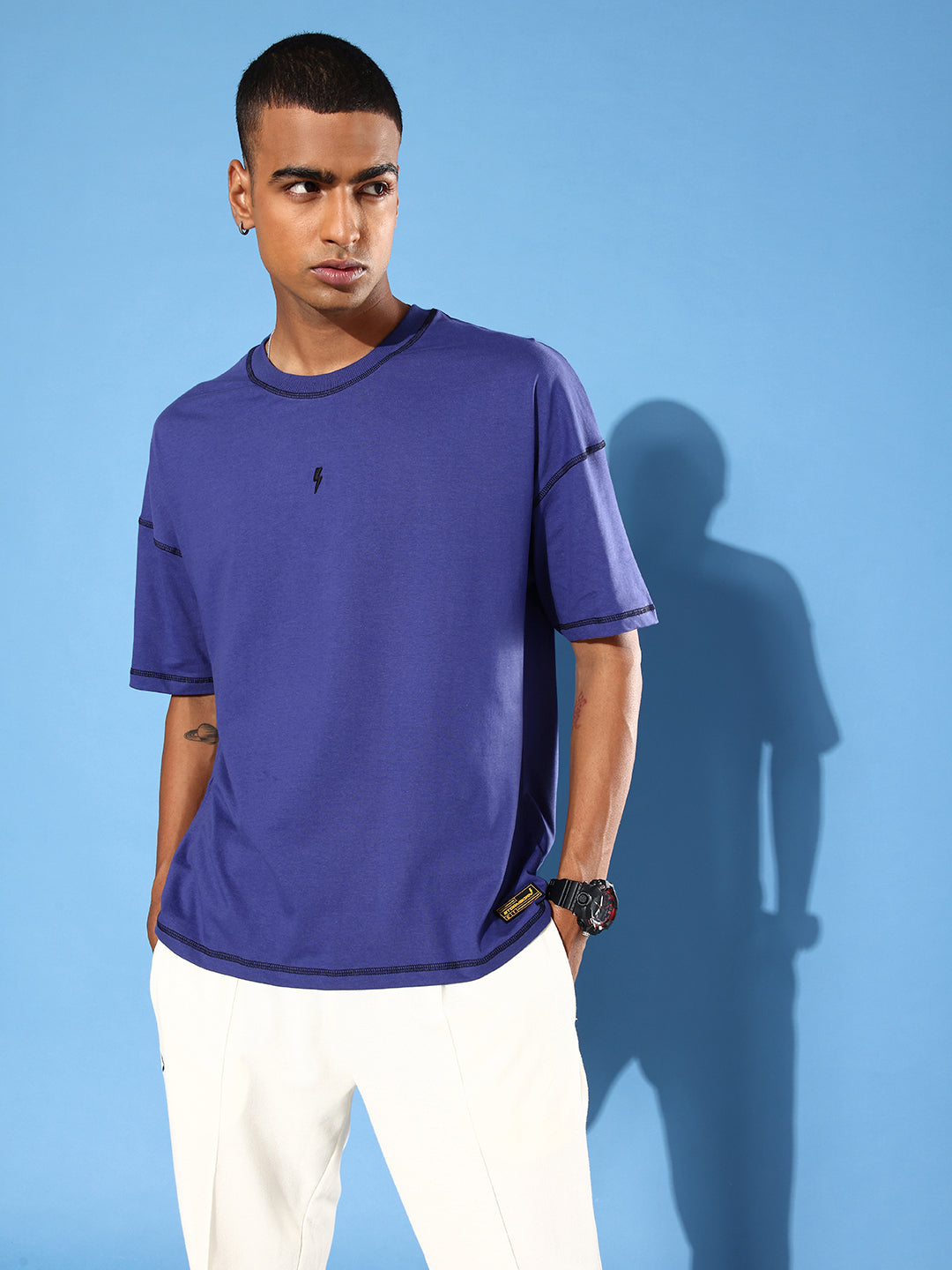 Mens Half Sleeve Drop Shoulder Plain Oversized Fit T-Shirts