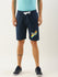 Men Navy Blue Typography Printed Mid-Rise Regular Shorts
