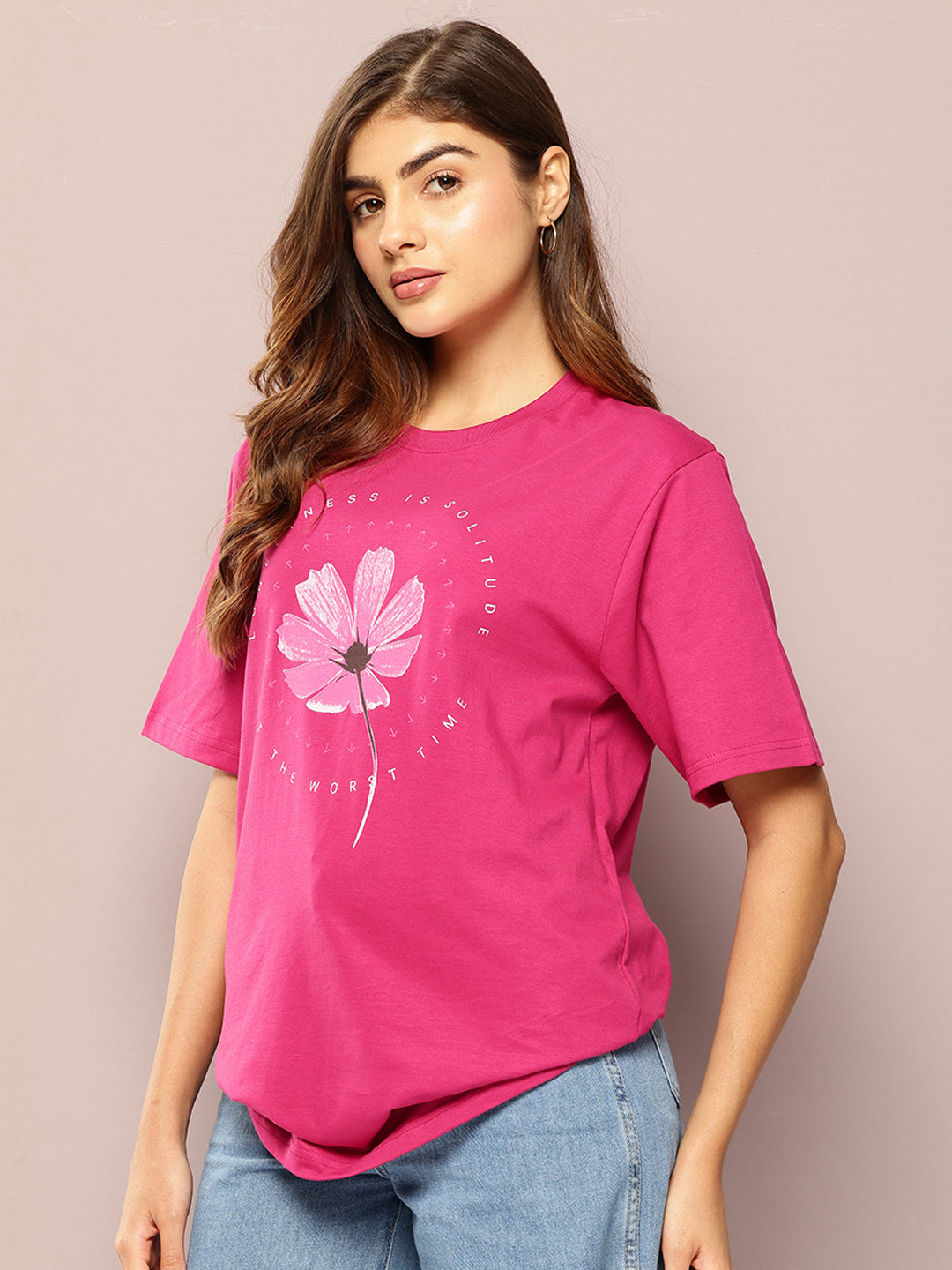 Womens Short Sleeve Printed Oversized Fit Tshirt