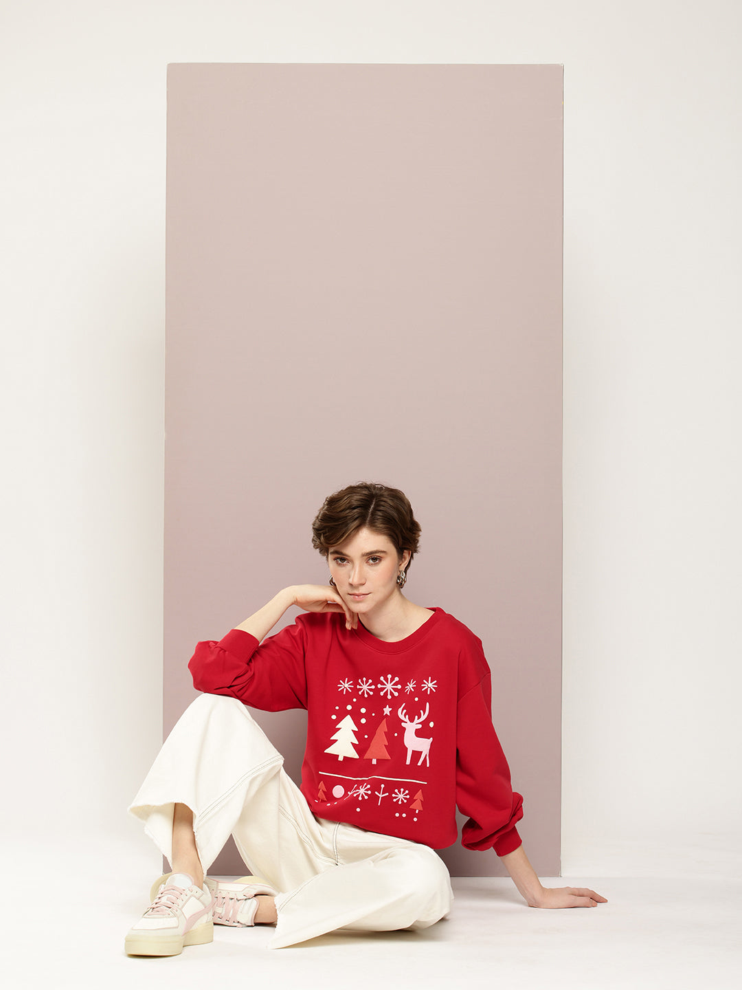 Womens Oversized Puff Printed Sweatshirt