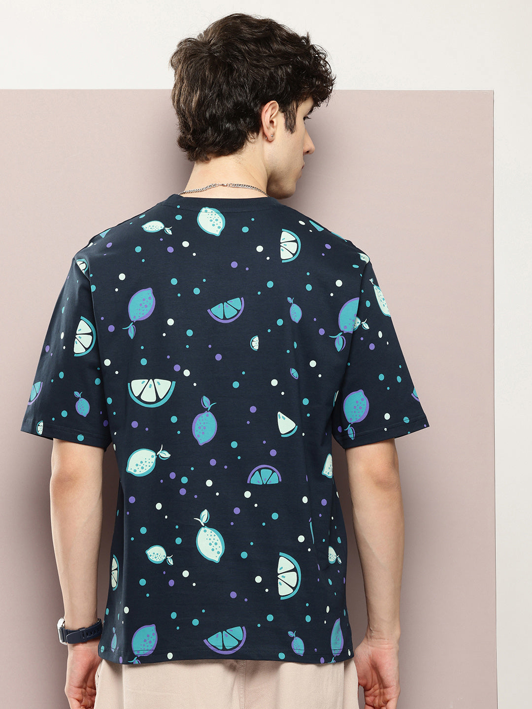 Mens Half Sleeve Round Neck All-Over Printed Oversized Fit Tshirts