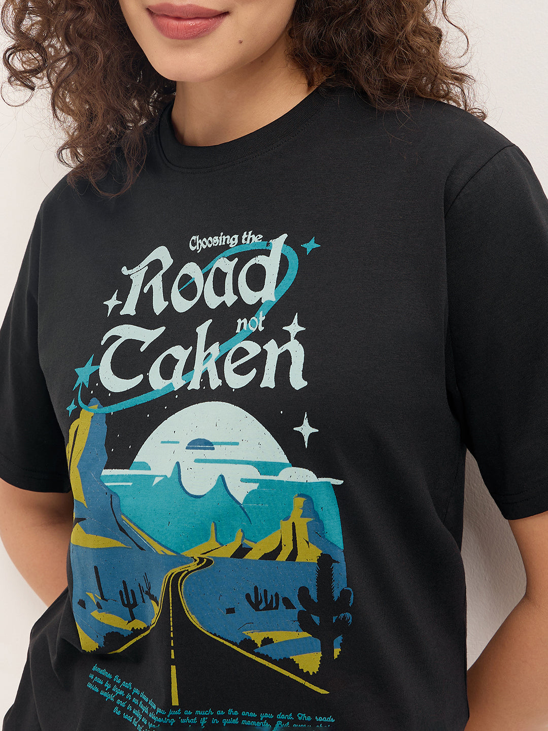Womens Half Sleeve Round Neck Printed Oversized Fit Tshirts