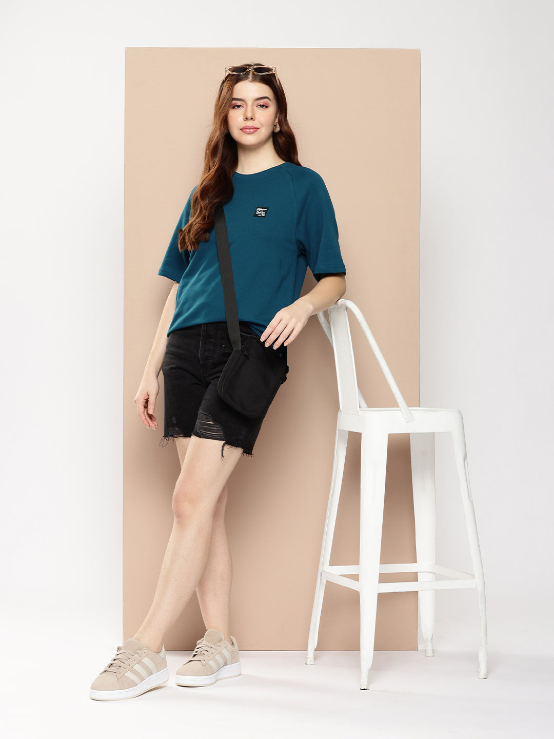 Womens Half Sleeve Round Neck Solid Oversized Fit Tshirts