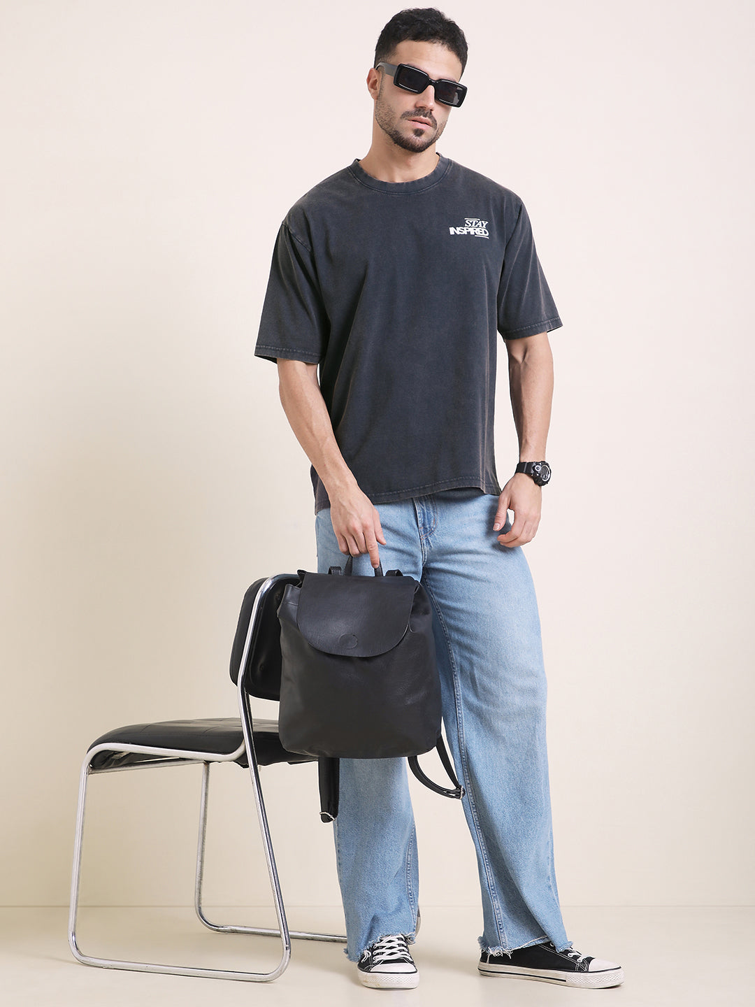 Mens Half Sleeve Round Neck Puff Print Oversized Fit Tshirts