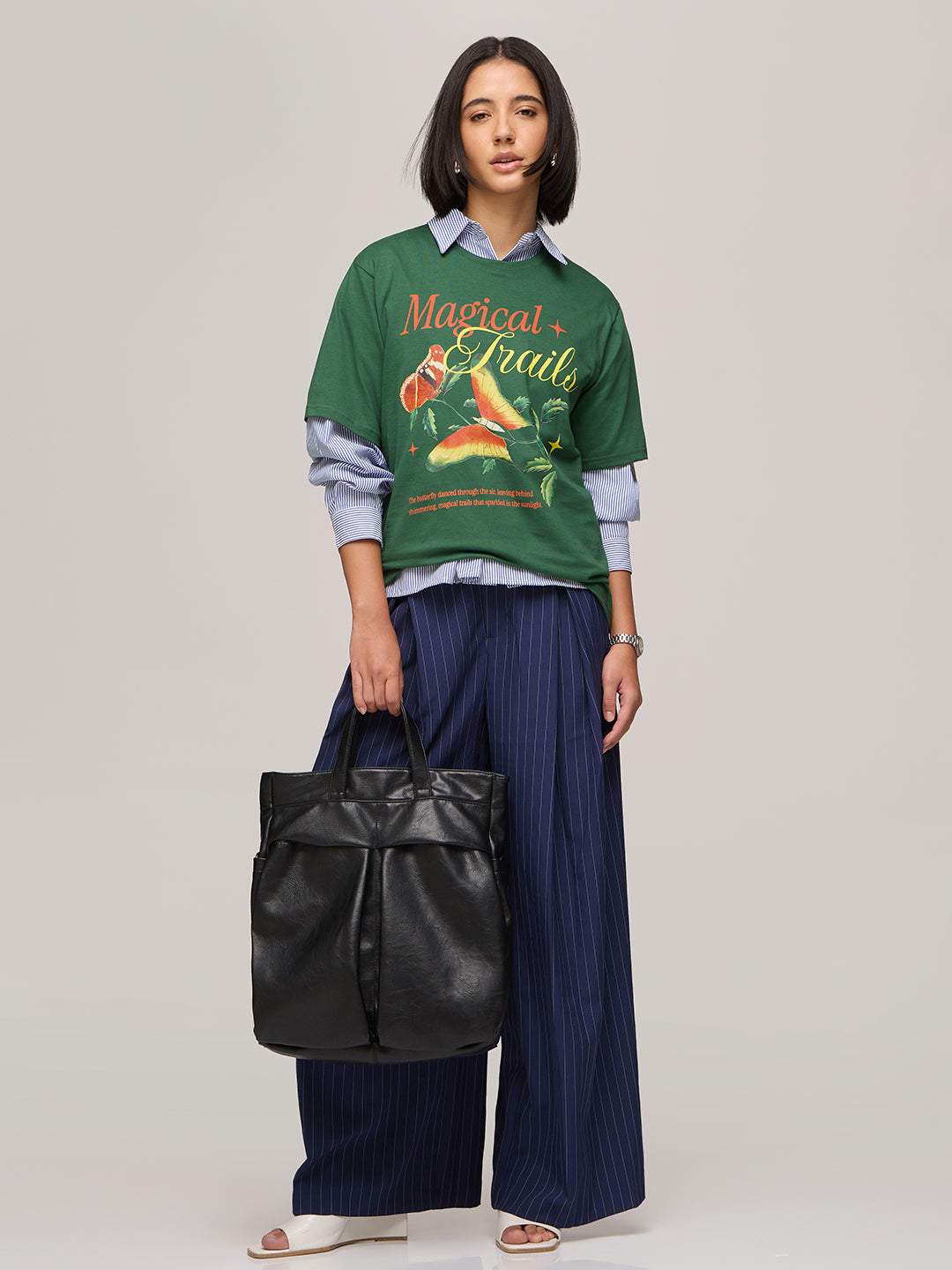 Womens Printed Oversized Fit Cotton T-Shirt