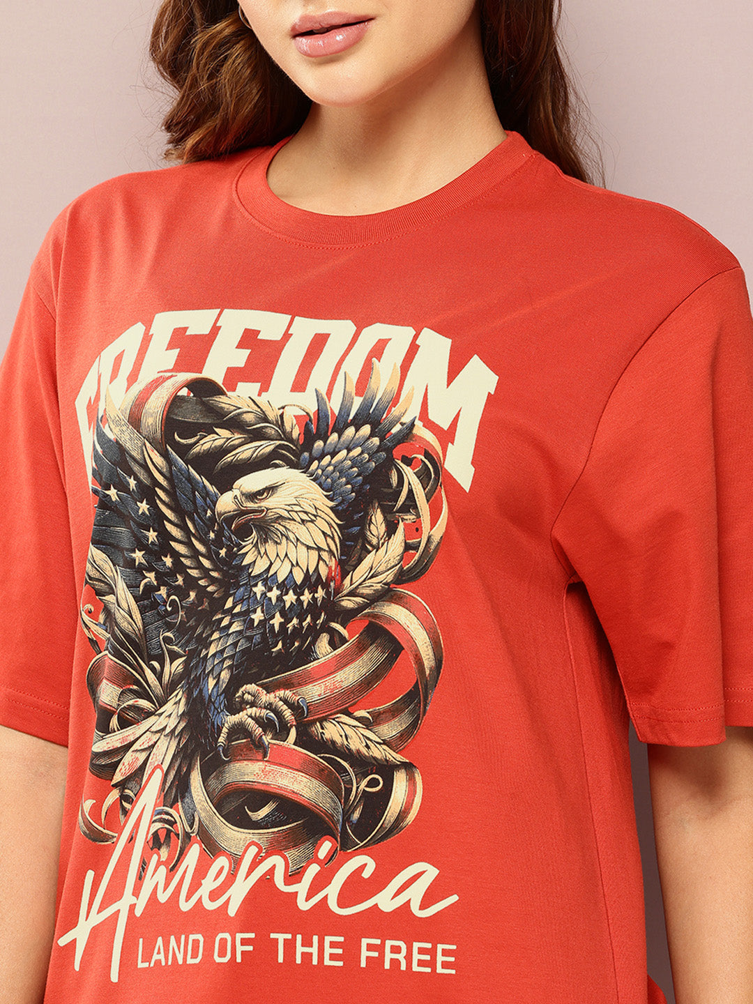 Womens Short Sleeve Printed Oversized Fit Tshirt