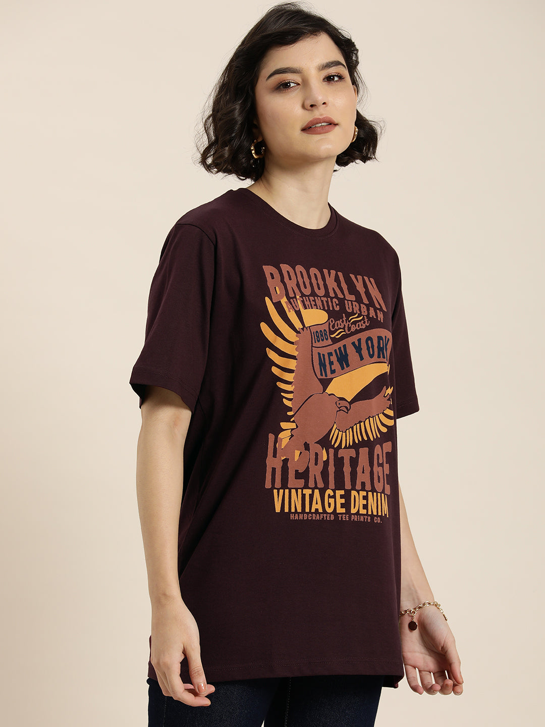 Womens Half Sleeve Round Neck Oversized Fit T-Shirts