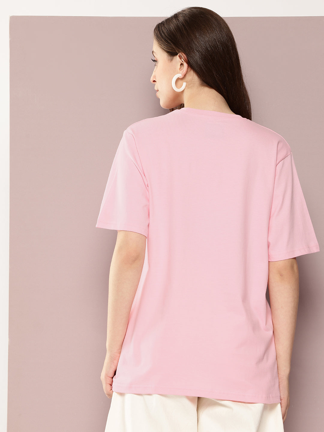 Womens Half Sleeve Round Neck Printed Oversized Fit Tshirts