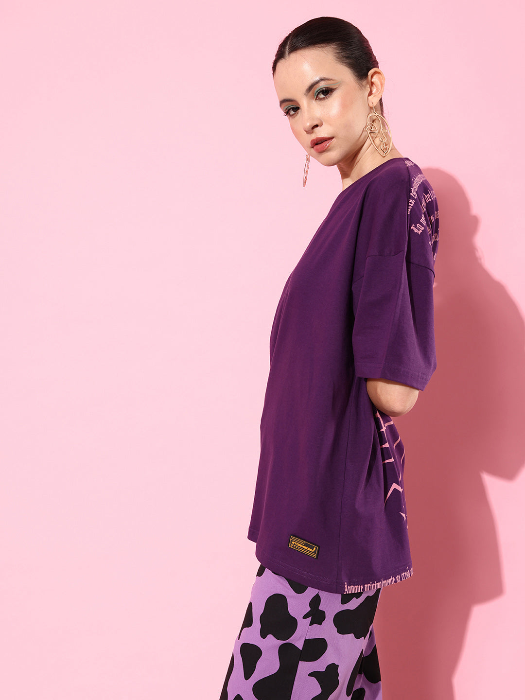Womens Half Sleeve Drop Shoulder Printed Oversized Fit T-Shirts