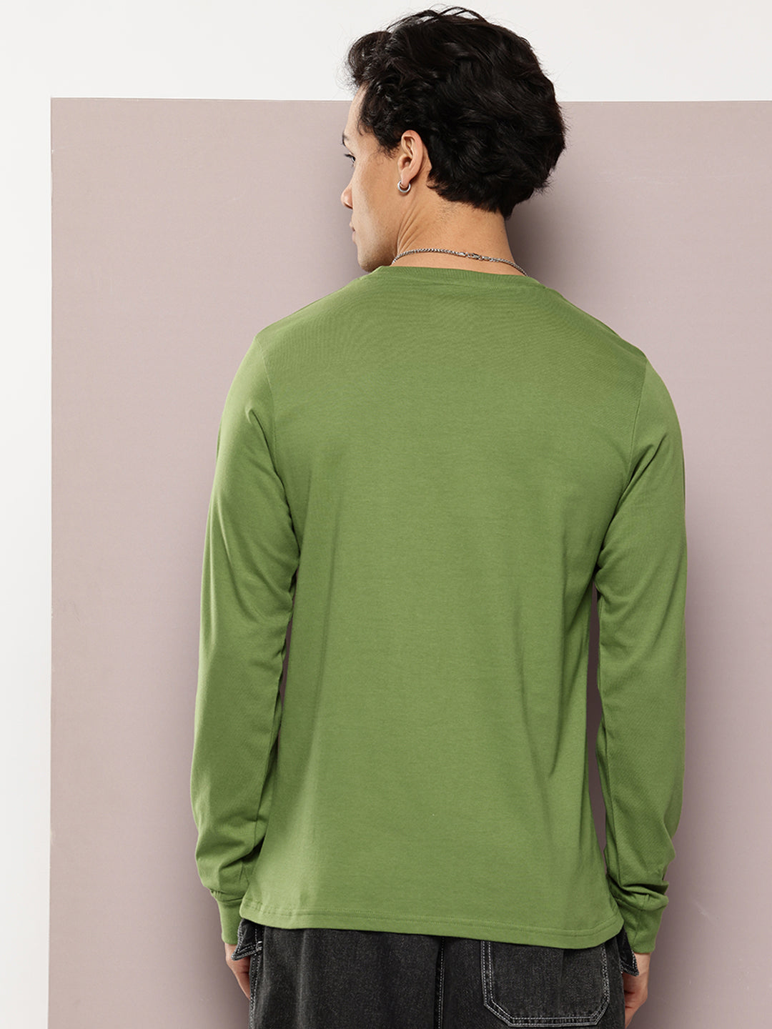 Mens Full Sleeve Round Neck Solid Regular Fit Tshirts