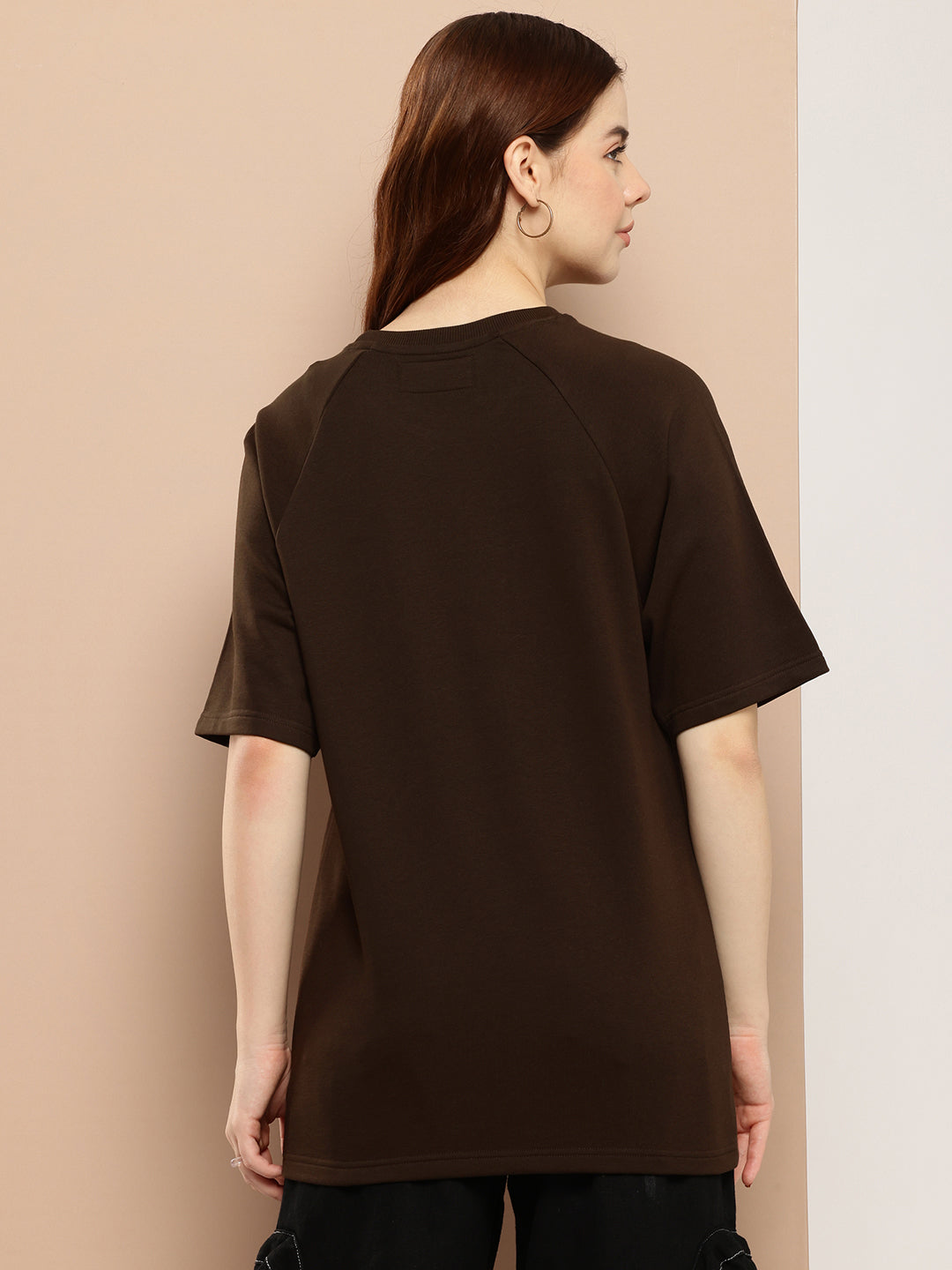 Womens Half Sleeve Round Neck Solid Oversized Fit Tshirts