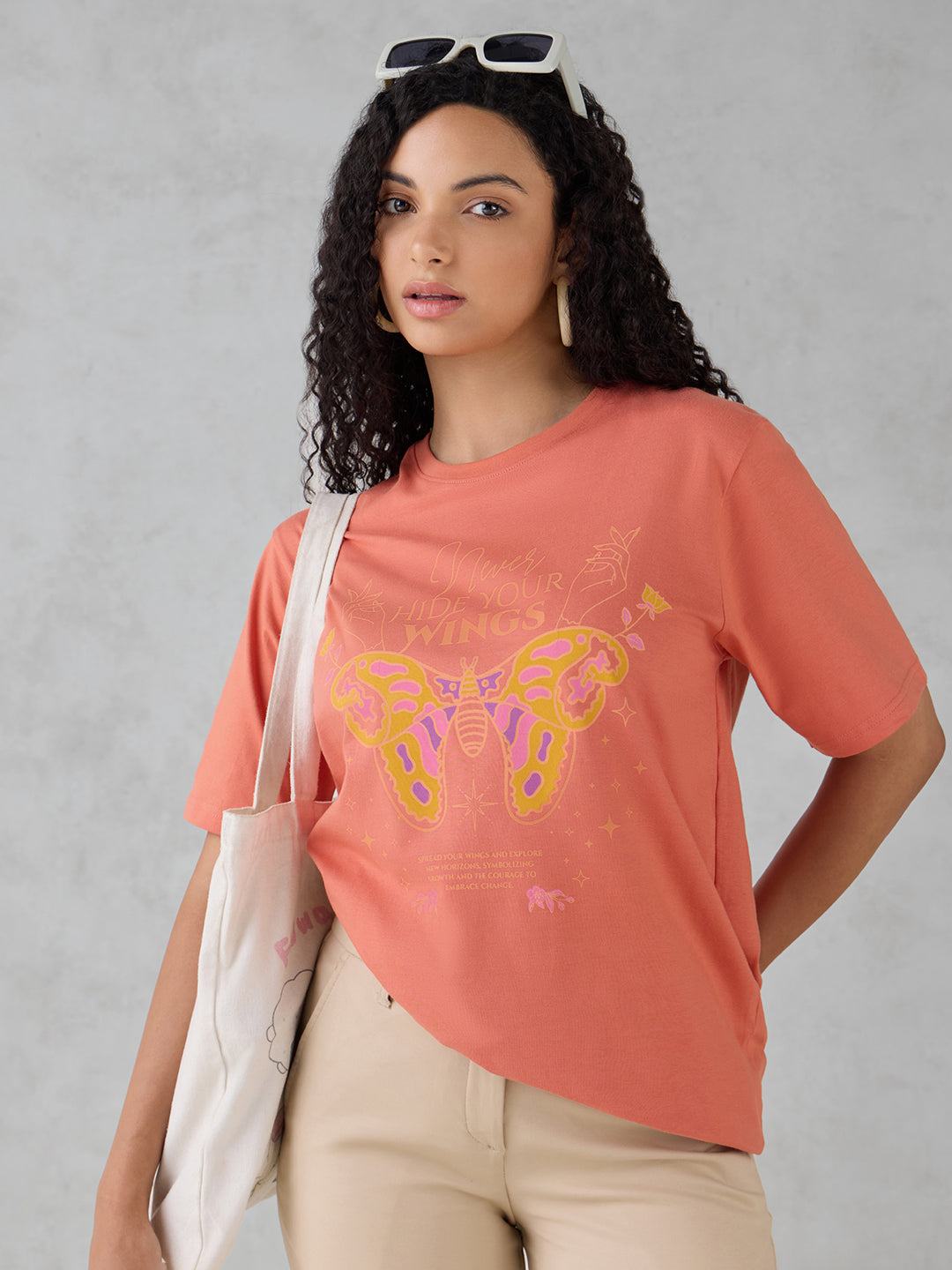 Womens Half Sleeve Printed Oversized Fit Tshirt