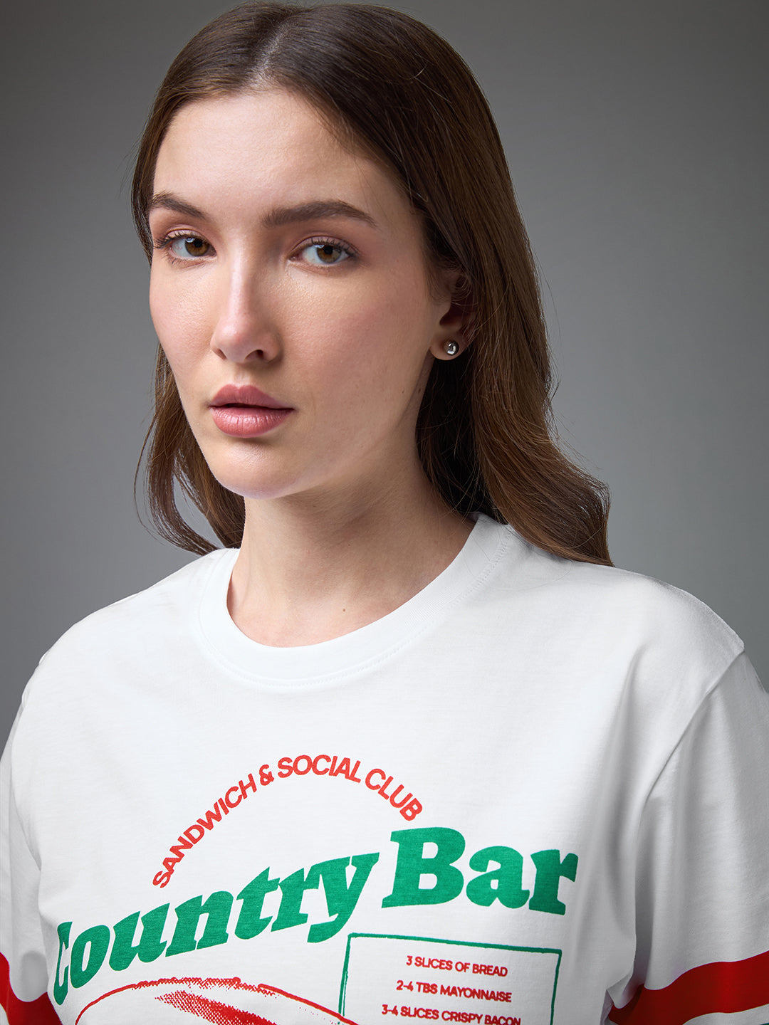 Womens Printed Round Neck Oversized Fit Tshirt