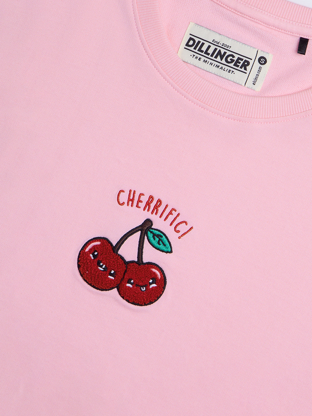 Womens Embroidery Boxy Regular Fit French Terry Cotton Tshirt