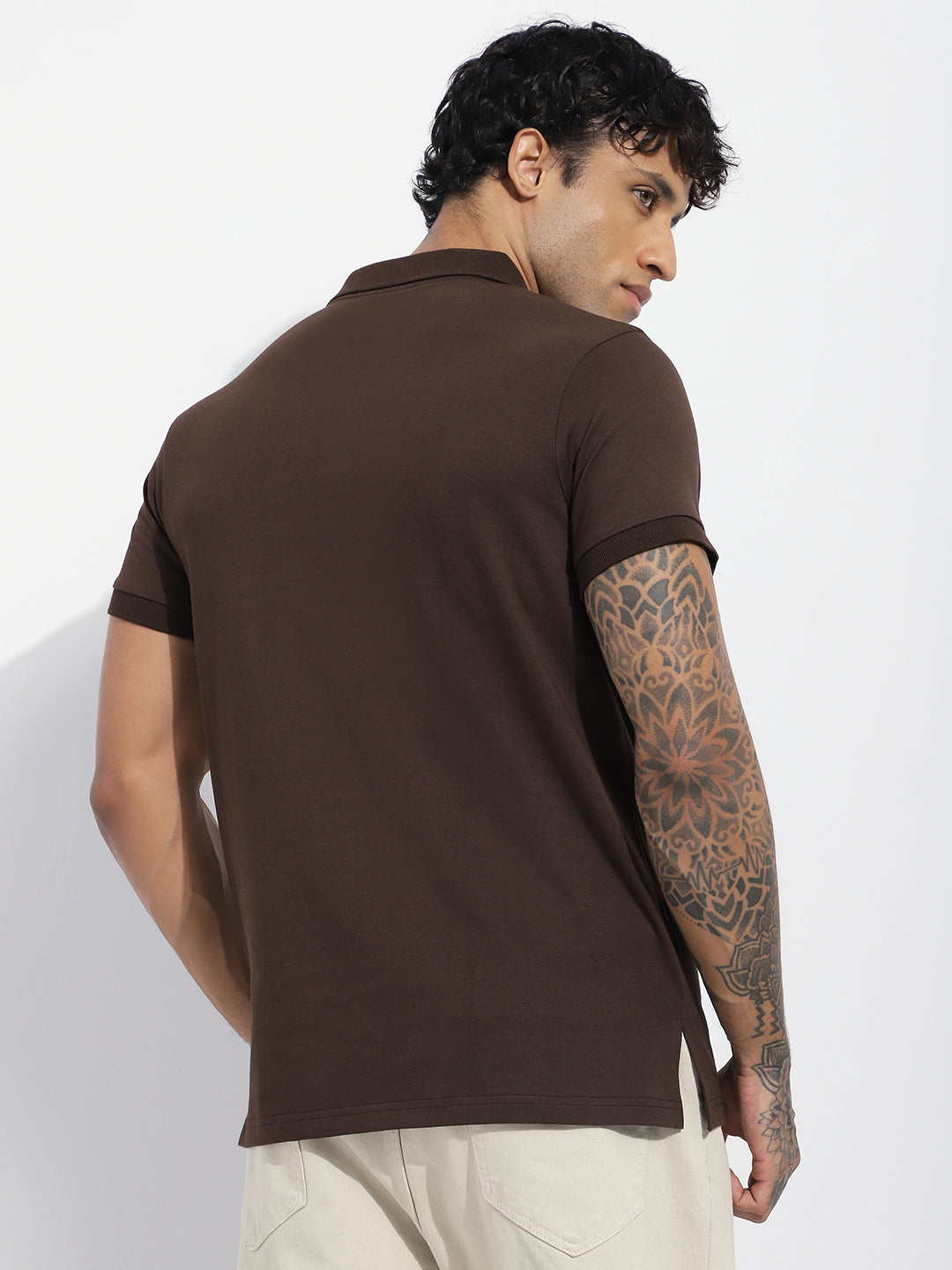 Mens Half Sleeve Polo Neck Solid Regular Fit Tshirts