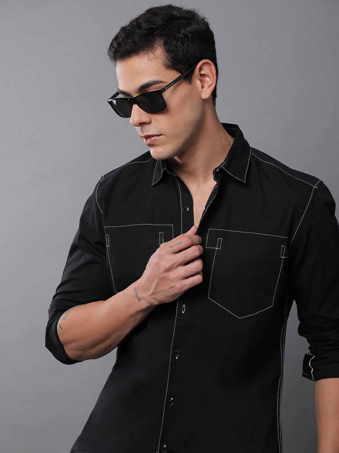 Men Plain Full Sleeve Casual Shirt With Pocket