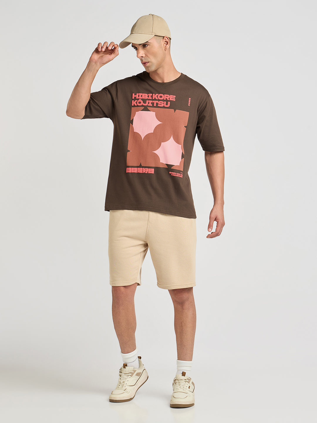 Mens Puff Printed Oversized Half Sleeve Round Neck Tshirt