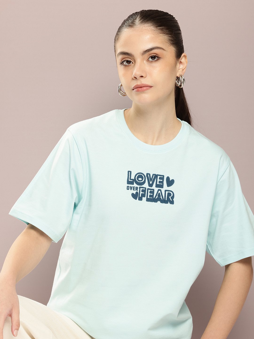 Womens Half Sleeve Round Neck Oversized Fit T-Shirts