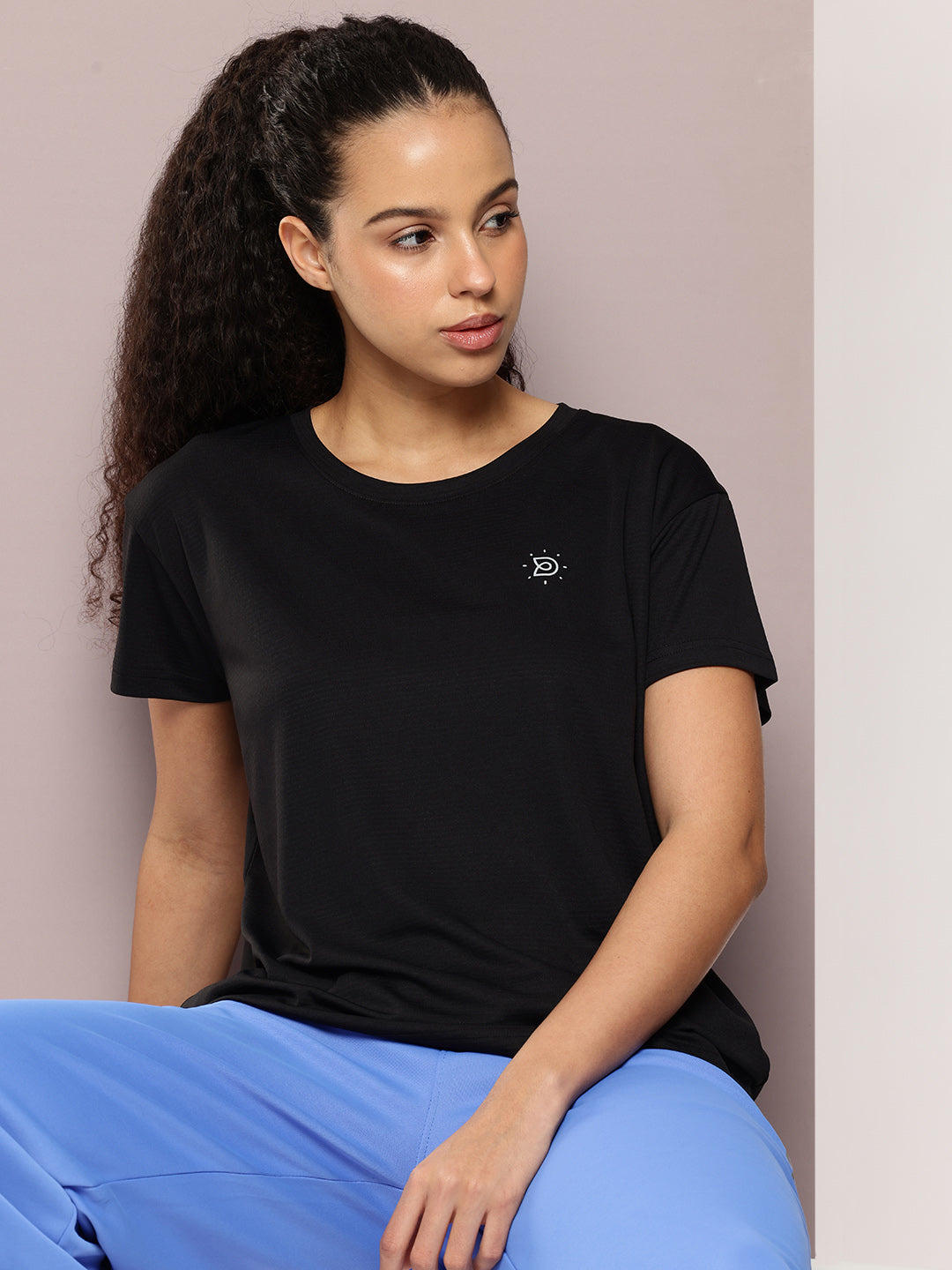 Womens Half Sleeve Round Neck Solid Boxy Fit Tshirts